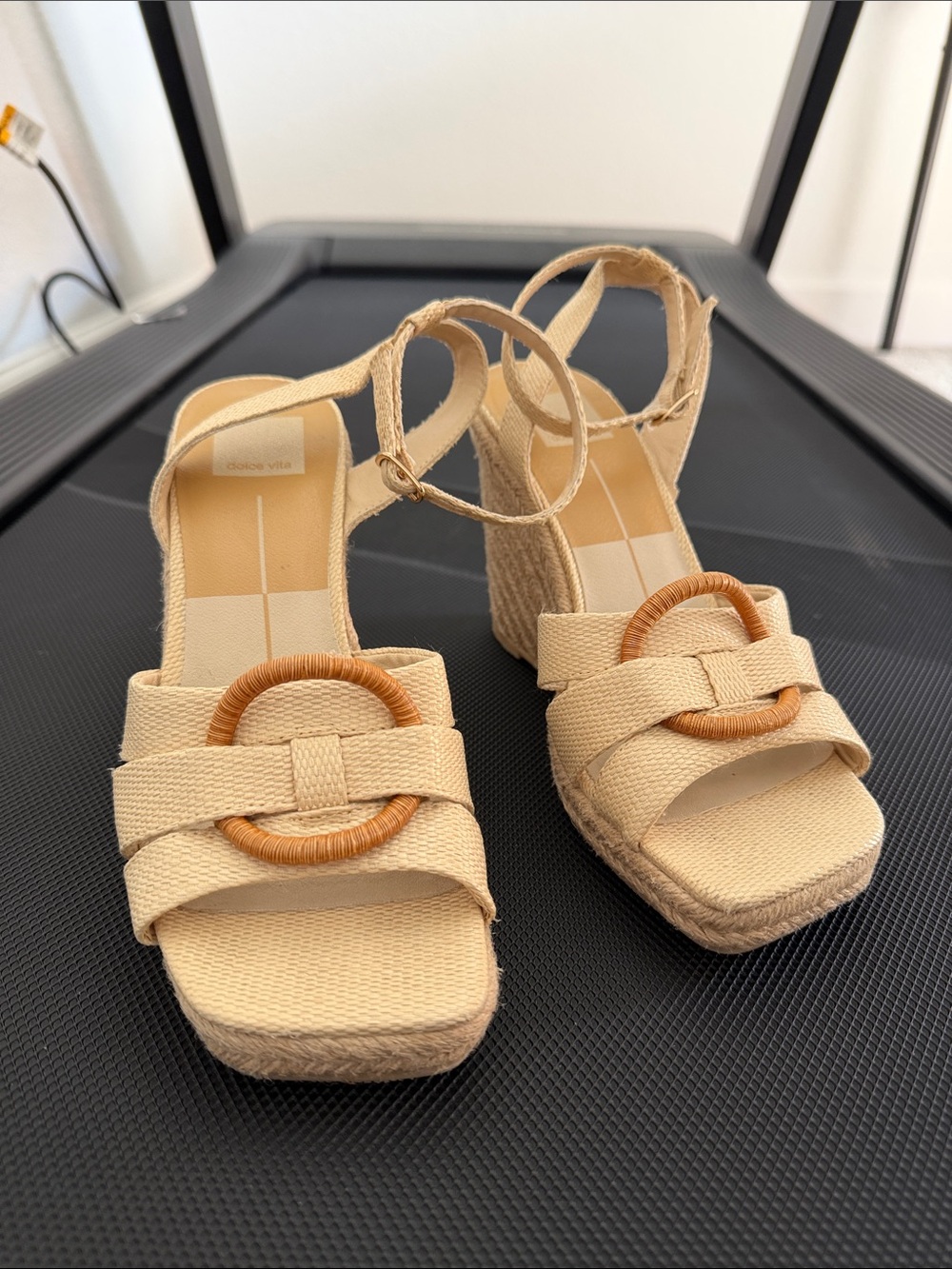 Womens Dolce Vita Natural Espadrille Wedge Sandals Ankle Strap Boho size 9